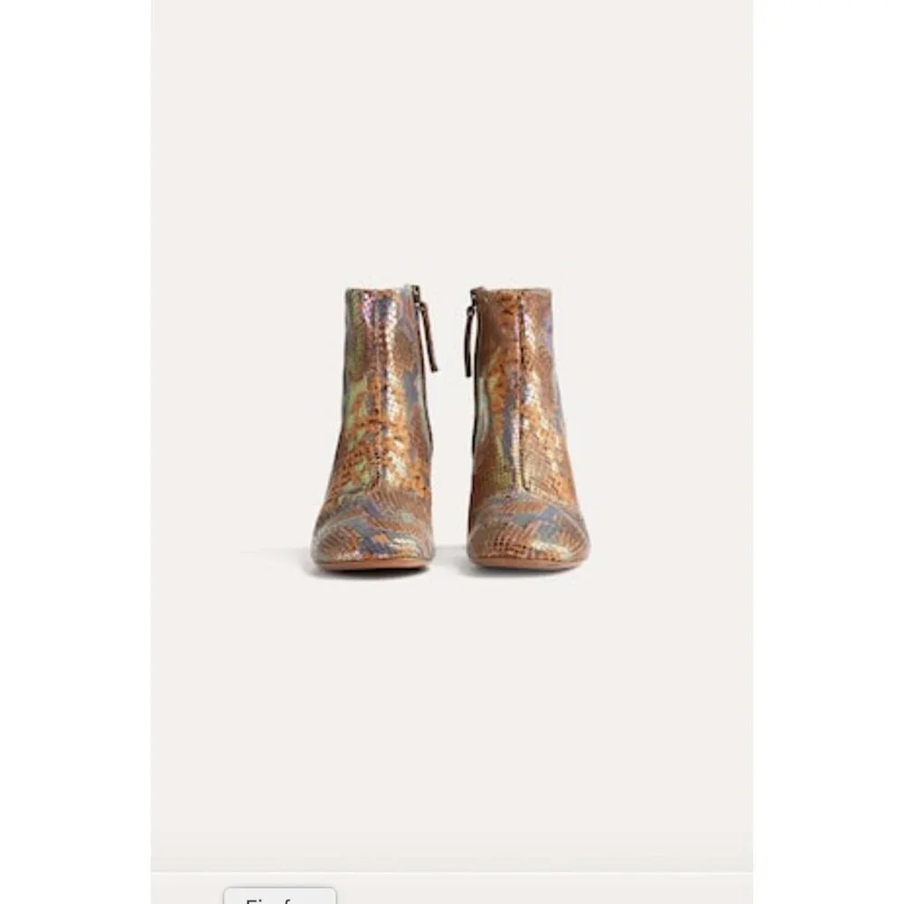 Forte Forte Chic Printed Snakeskin Leather Ankle Boots Caju Womens Size 41 US 9.